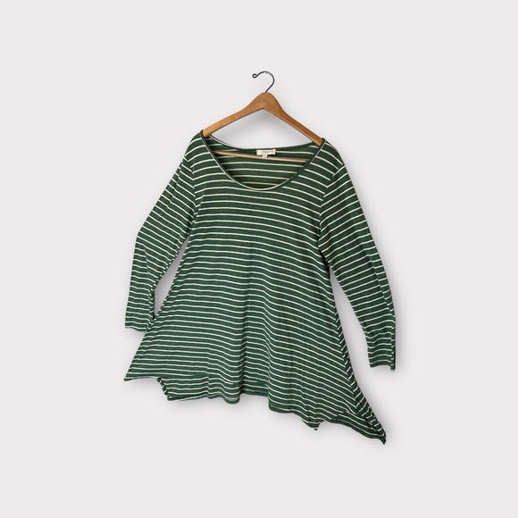 Umgee Green Striped Tunic Dress with Elbow Patches - Picture 3 of 7
